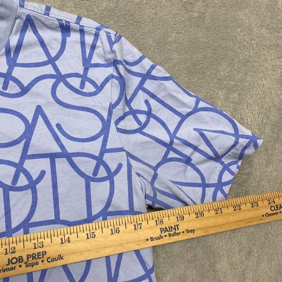 adidas Shirt Mens Small Blue All Over‎ Print Logo Crew Neck Tee Cotton - Picture 5 of 8